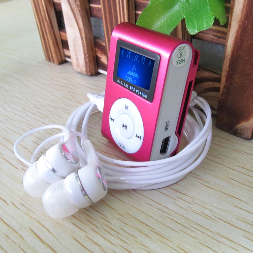 Металлический ЖК-экран Mp3 музыкальный плеер портативный мини MP3-плеер с зажимом и слотом Micro TF/SD+ высококачественные наушники+ USB кабель