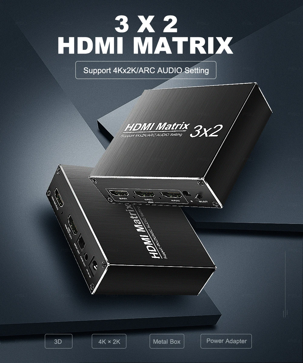 HDMI матричный переключатель 2,0 адаптер 4K HDR ARC 3 в 2 Выход HDMI сплиттер конвертер ИК-адаптер управления для ноутбука Ps4 ПК проектор ТВ