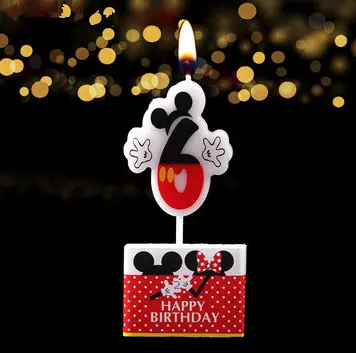 1 PCS С Днем Рождения мультяшная свеча Микки и Минни Маус Мышь Юбилей номера От 0 до 9 лет плавающие свечи для украшения для детской вечеринки "сделай сам" - Цвет: Mickey 6