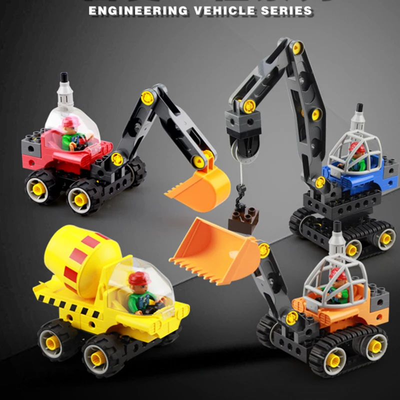 

City Engineering Model Building Blocks Sets Car Mixer Truck Vehicle Crane Forklifts Bricks Educational Toys for Children