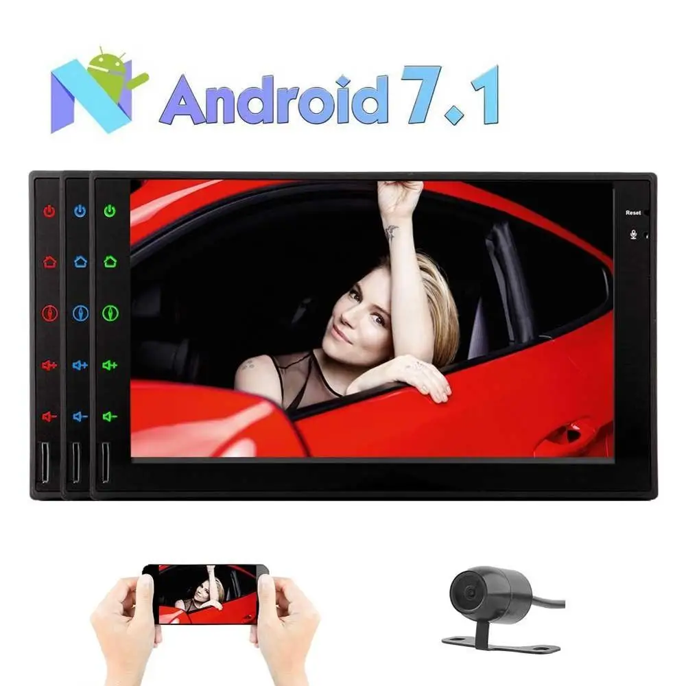 cheap Octa Core Android 7.1 Car Radio Stereo Bluetooth GPS Navigation 2din In Dash 7 #039; #039; Support Mirror Link WIFI OBD2 DVR+Backup Camera