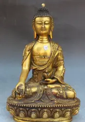 [Старый корабль] 30 СМ Тибет Буддизм Бронзовый Свинка Сиденья Шакьямуни Амитабха Будда Шакьямуни Статуя (A0314)