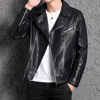 

Men's leather the new spring 2019 loose fashion joker youth business leisure PU jackets menswear