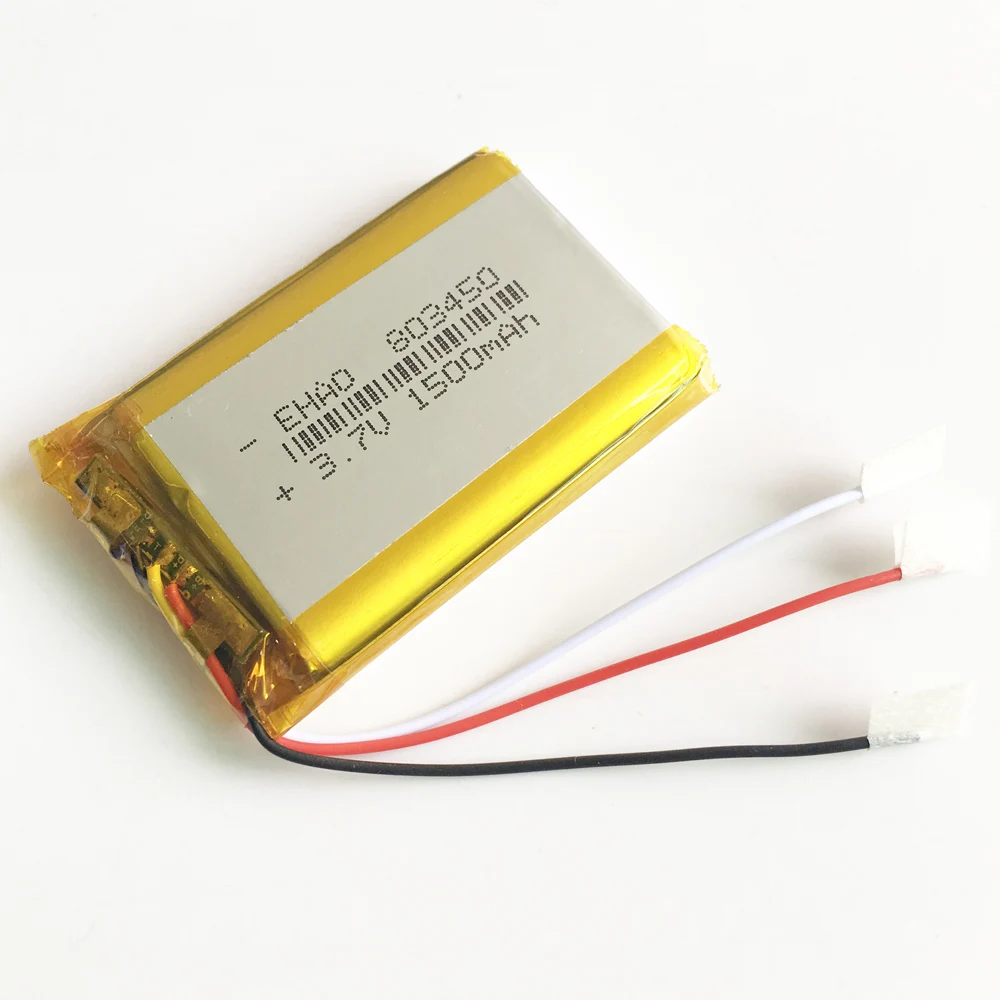 3,7 V 1500mAh 803450 литий-полимерная LiPo аккумуляторная батарея 3 провода для Mp3 DVD PAD камера gps динамик рекордер клавиатура