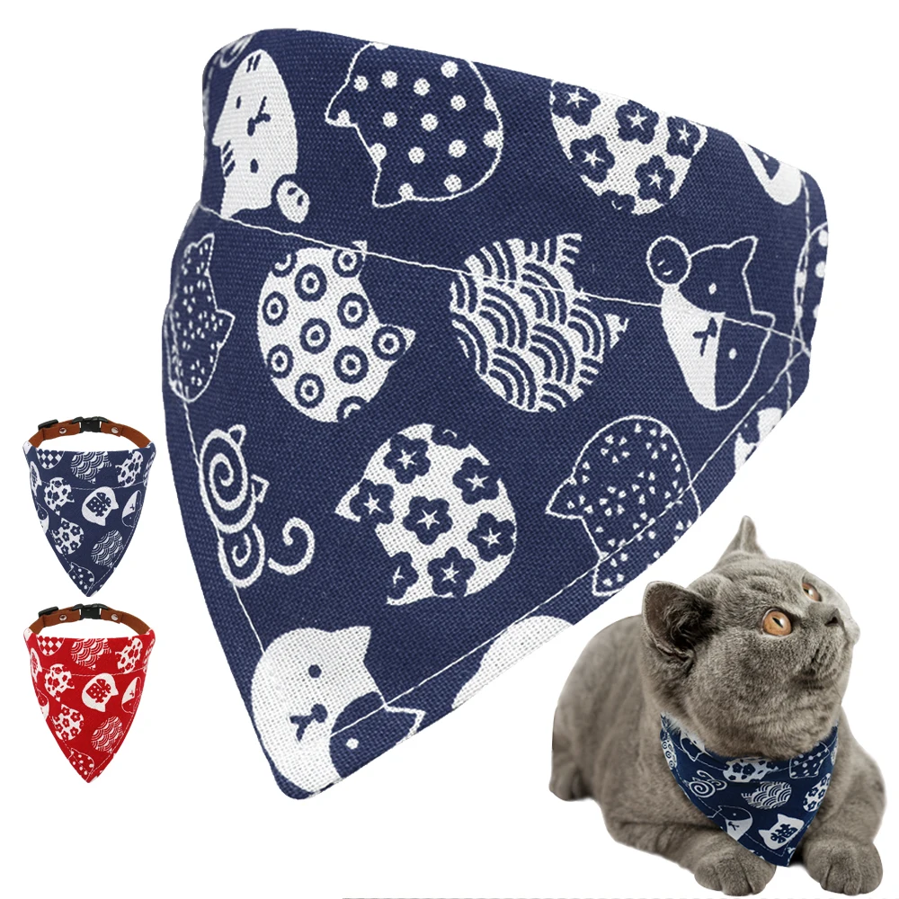 

Bandana Collar For Cats Dog Pet Cat Puppy Scarf Neckerchief Adjustable Printed Bowtie Bandanas Collar Triangular Pet Accessories