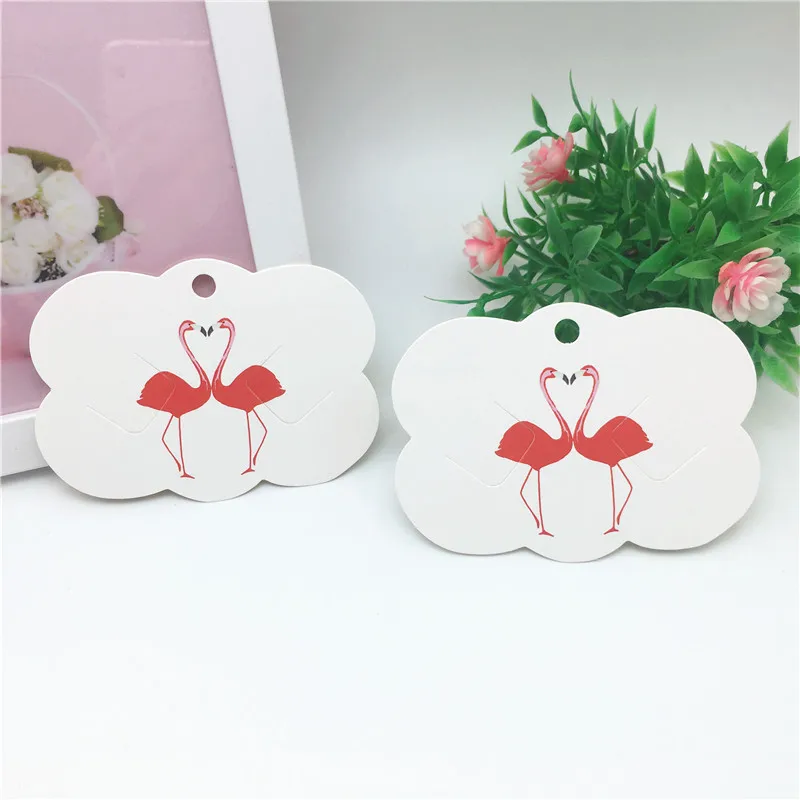 48Pcs Paper Vomen Hair Accessory Hairpin Packing Cards Hair Clip Displays Card 6.5*9cm Paper Jewelry Hang Price Tag Cards - Цвет: Flamingo