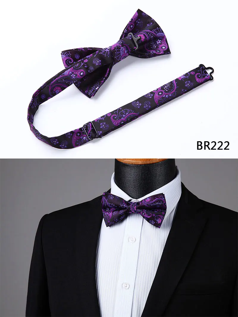 Цветочный Пейсли Для мужчин Регулируемая Формальное Предварительно связали галстук-бабочка для свадьбы Вечерние # BRF3 Классические
