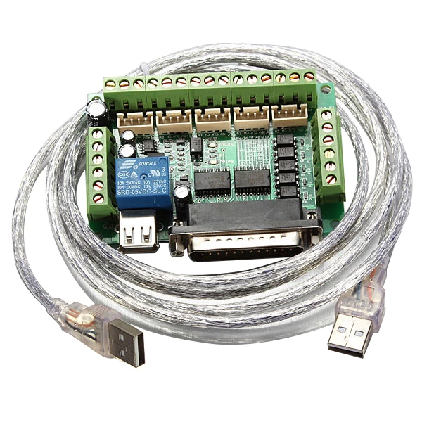 

Upgraded 5 Axis CNC Breakout Board for Stepper Motor Driver Mach3 + USB Cable