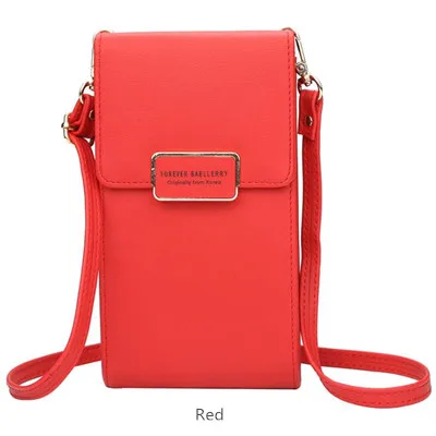 Сумки для женщин мини-сумка-мессенджер длинный ремень из искусственной кожи сумка мульти-функция одно плечо мобильный телефон денежная карта сумка - Цвет: Red