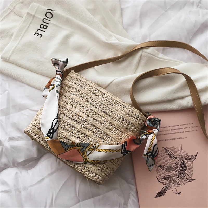 

Boho Beach Summer Bag Elegant Crossbody Bag For Women 2019 Ladies Straw Cute Shoulder Bag Tote Purse and Handbag Messenger bag