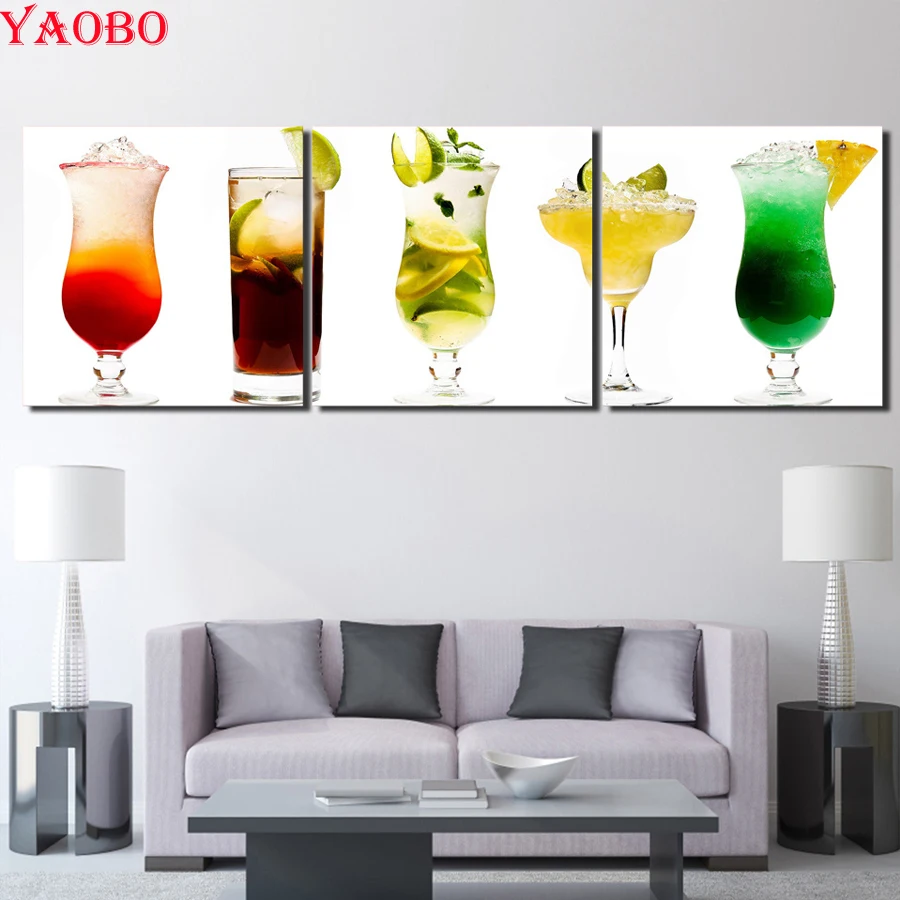 3 шт. DIY Алмазная вышивка фруктовый сок 3D полная дрель мозаика крестиком Триптих