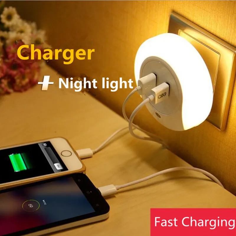 New creative Dual USB Charger bedside Charger LED night light Charger