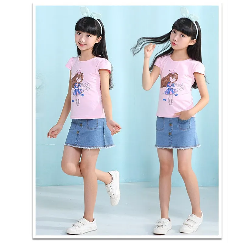 2-10 y summer 2019 children's skirt girls mini skirts fashion jeans denim skirt for girls clothing 6 8 10 years old On Sales (12)