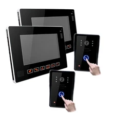 9″ TFT LCD Wired Video Audio Intercom Doorbell Video Door Phone Bell Access Control 2 Camera 2 Monitor for Home Security System