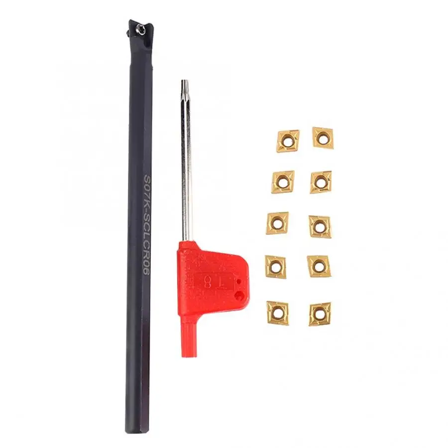 S10K-SCLCR06 токарный инструмент держатель+ 10 шт. CCMT060204-HM YBC251 вставки+ гаечный ключ токарный держатель инструмента
