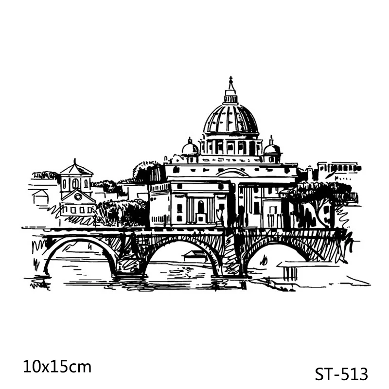

AZSG Famous Buildings Bridge Clear Stamps For DIY Scrapbooking Decorative Card making Craft Fun Decoration Supplies 10x15cm
