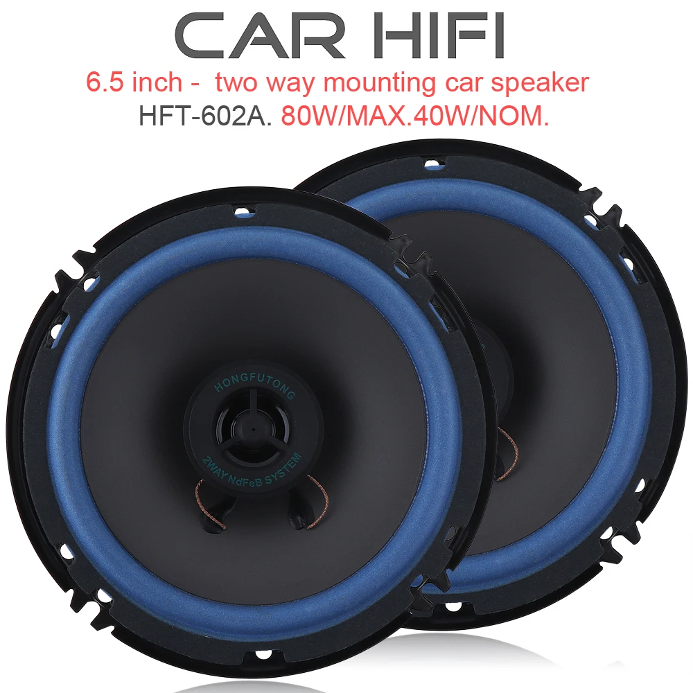 2pcs Car HiFi Coaxial Speaker 6 Inch 80W Car Audio Music Stereo speaker