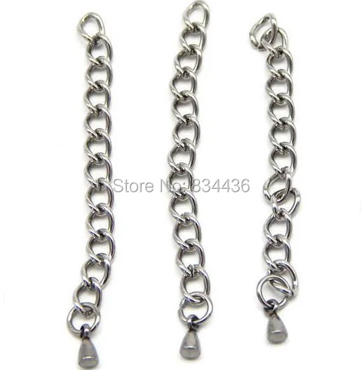 

Free Shipping 3mmx5cm stainless steel necklace extend chain have Small tail Pendant accessories Jewelry DIY extender 100pcs