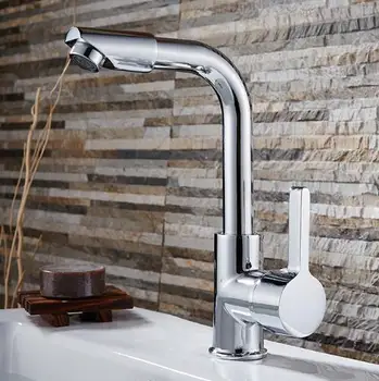 

High quality 360 degree rotating single handle basin faucet bathroom kitchen hot and cold water mixer tap free shipping