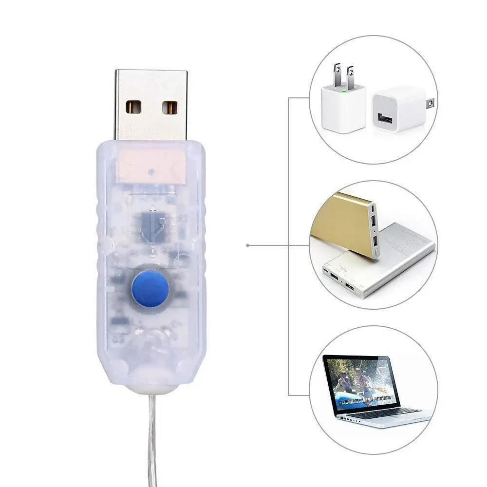Светодиодная гирлянда с медным проводом и дистанционным управлением USB строка 5