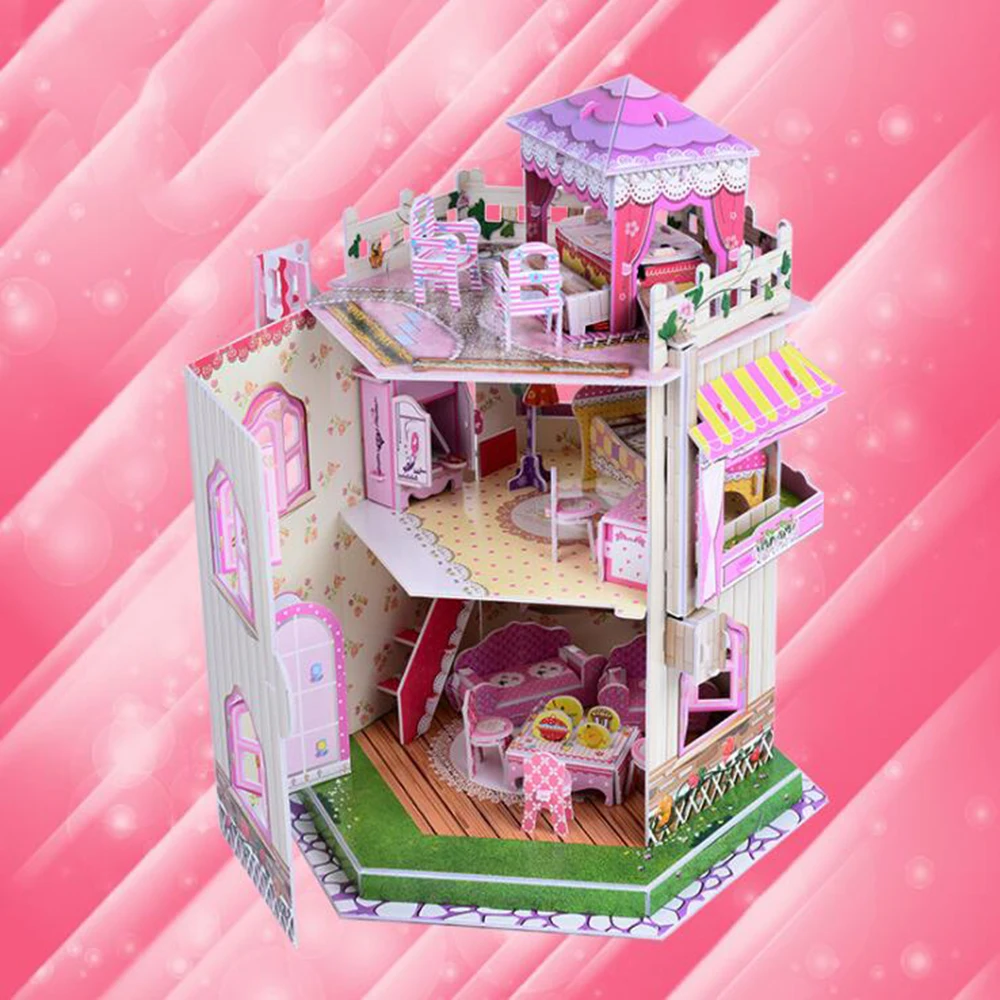 

DIY 3D Puzzle Educational Toy Magic Paper Jigsaw Puzzle Handmade Craft House Model Toys For Children Construction
