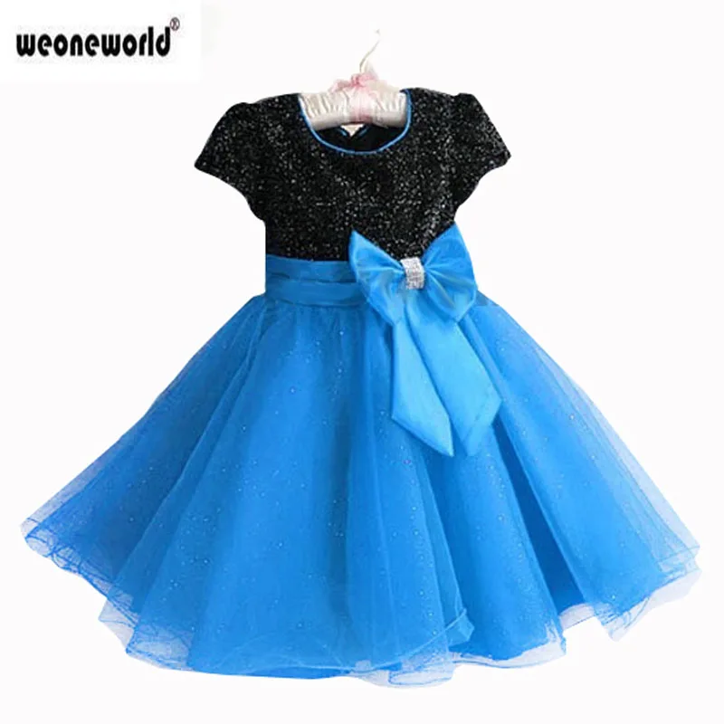 Weoneworld для девочек платье лето для девочек Чистая Пряжа Платье на шнуровке, с бантом, для девочки, платье принцессы, для свадьбы, вечерние