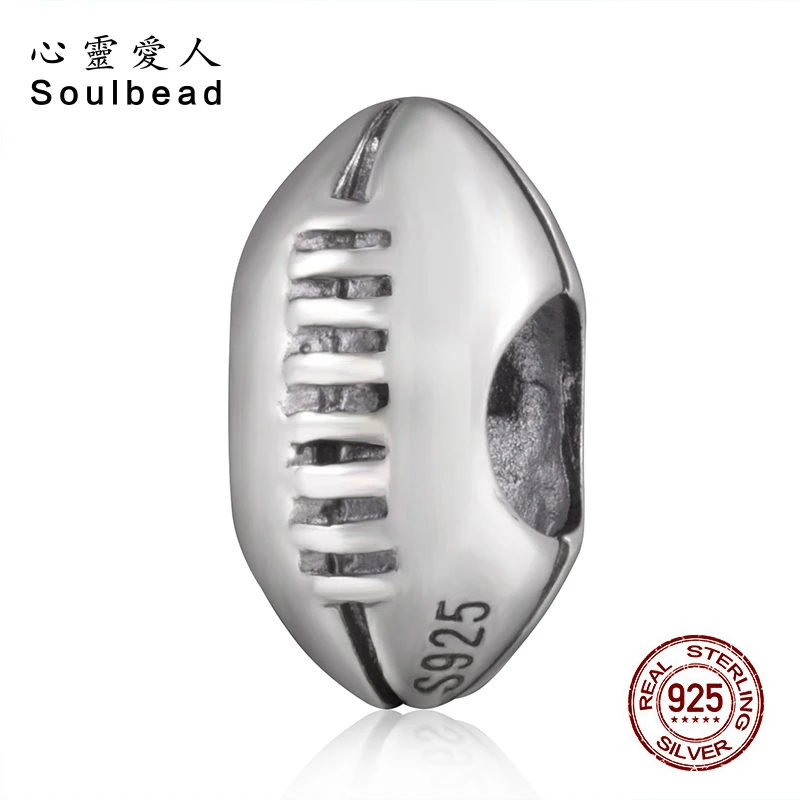 Soulbead 925 Sterling Silver Football Charms Beads For Sports Fit