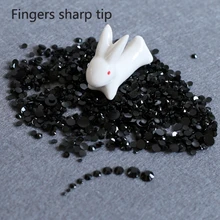 400 шт SS6-SS30 смешанные размеры Очаровательные Красивые Черные 14 граней круглые алмазные сверкающие акриловые украшения для ногтей N02