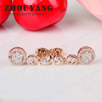 

ZHOUYANG ZYE582 Noble Crystal Rose Gold Color Stud Earring Austrian Crystal