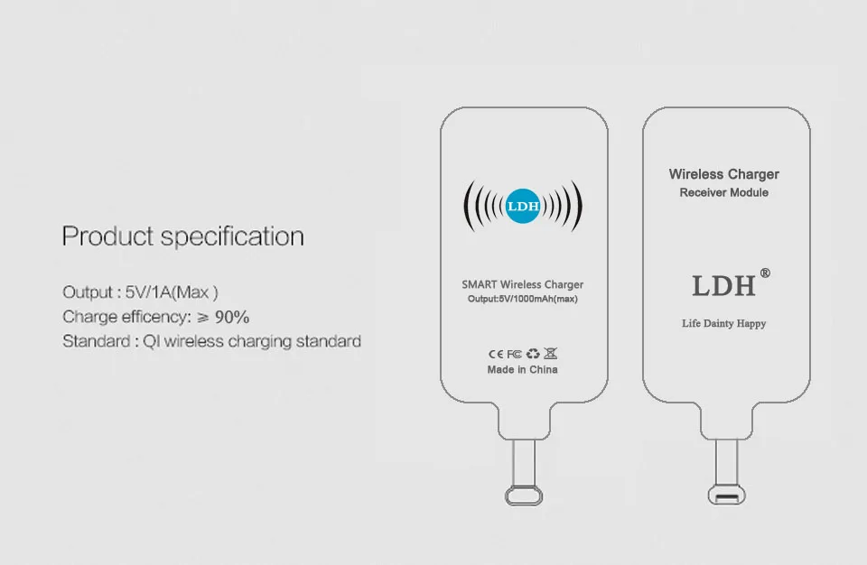 LDH Qi Беспроводное зарядное устройство приемник usb type-C зарядный адаптер для huawei p10 Plus P9 mate 9 nova G9 Nexus 6P Maimang 5