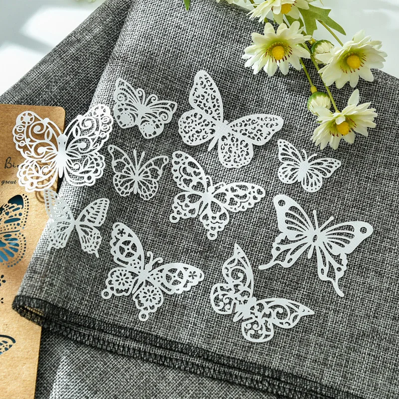 

KLJUYP 10pcs White Lace Butterflies Lace Paper Doilies/Placemats for Wedding Party Decoration Supplies Scrapbooking Paper Crafts