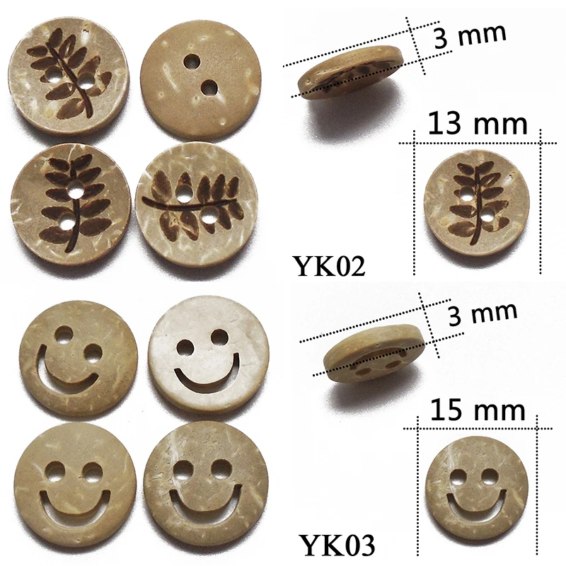 ZIEENE 10 шт., 30 шт., 50 шт., 100 шт., натуральный цвет, круглые лазерные кокосовые пуговицы 13 мм, 15 мм, рукоделие, шитье, скрапбукинг, ручная работа