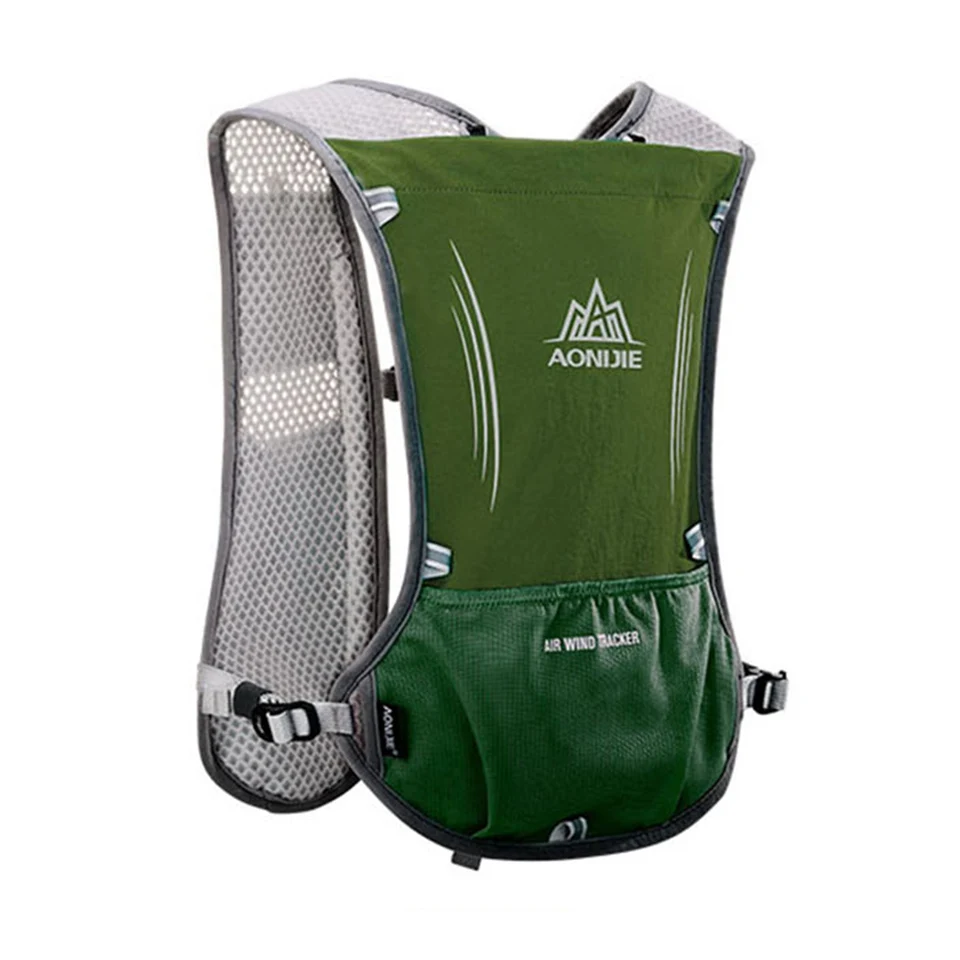 AONIJIE 5L для женщин и мужчин легкий рюкзак для бега на открытом воздухе спортивный Трейл гоночный марафон Пешие прогулки фитнес сумка гидратационный жилет пакет - Цвет: Army green