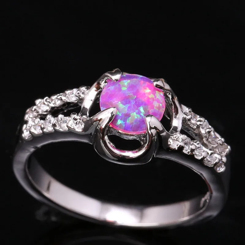 Precious Pink Fire Opal Fashion Wedding Rings Wholesale 925 Sterling Silver Stamped Solitaire Jewelry Us# Size 6 7 8 9 SF1263