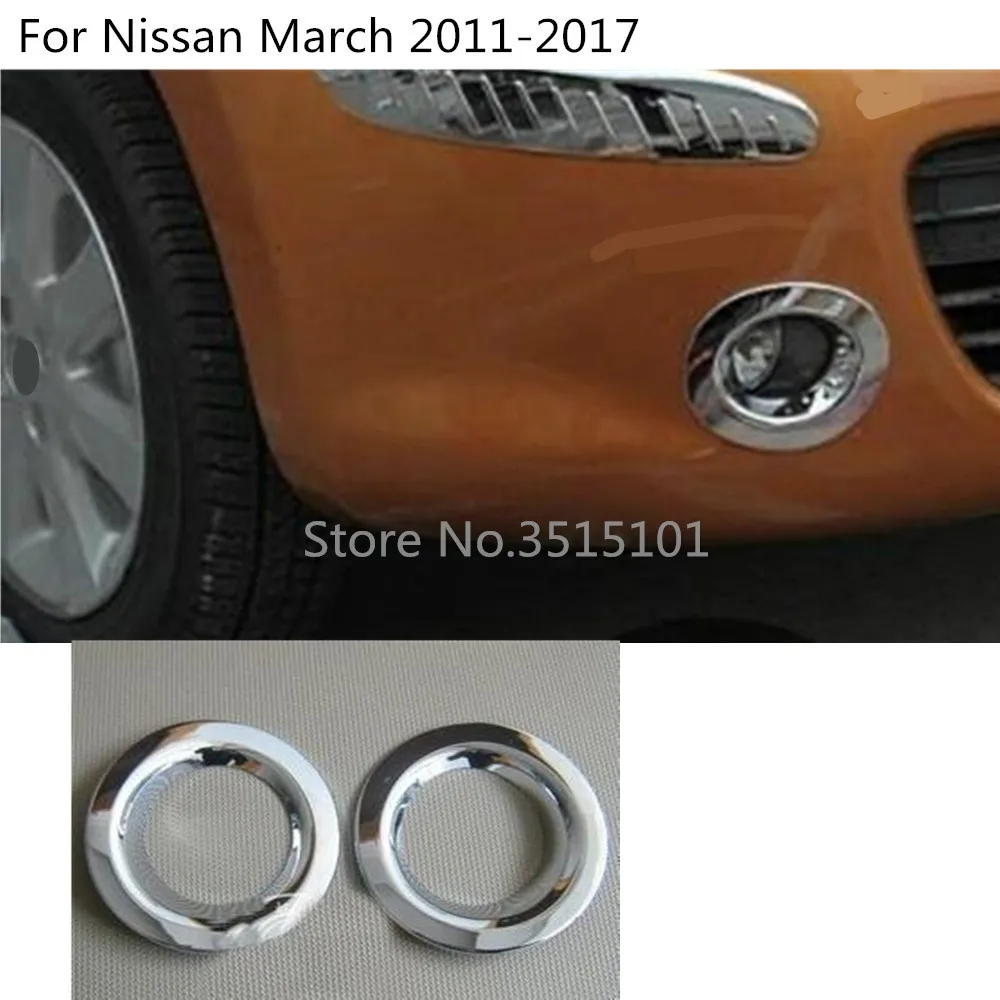 

car body front fog light lamp frame stick styling ABS Chrome cover trim 2pcs For Nissan March 2011 2012 2013 2014 2015 2016 2017