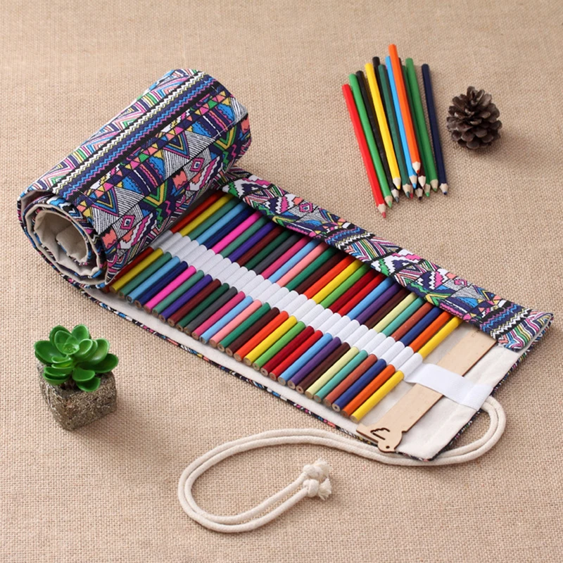 

Canvas Pencil Roll Wrap 108 Slot--Adult Coloring Pencil Holder Organizer for Colored Pencils, NO Pencils (108 Slots Bohemian)