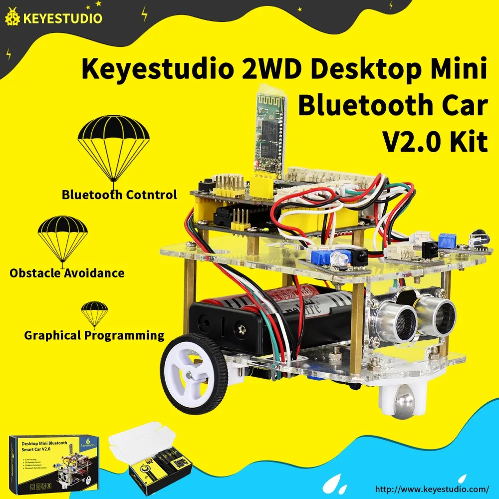 

NEW!Keyestudio 2WD Desktop Mini Bluetooth Robot Smart Car V2.0 Kit For Arduino Robot Starter STEM (NO Battery)
