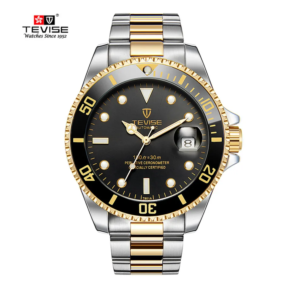 TEVISE Green Watch Men Automatic Mechanical Anti-Scratch Rotatable Outer Ring Waterproof Luminous Mens Watches Top Brand Luxury most accurate mechanical watch