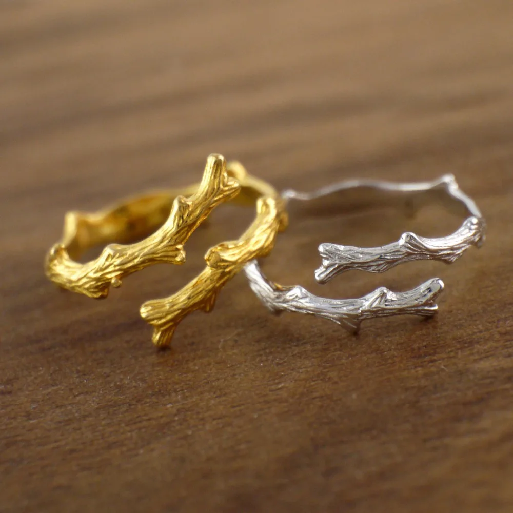 925 Sterling Silver Branch Adjustable Midi Mid Finger Knuckle Ring