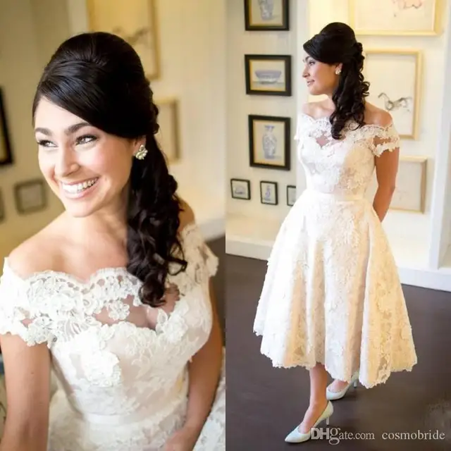 Vintage Country Wedding Dresses Lace Cap Sleeve Lique Zipper Back Vintage Country Wedding Dresses Lace Cap Sleeve Lique Zipper Back High Low Gowns Tea