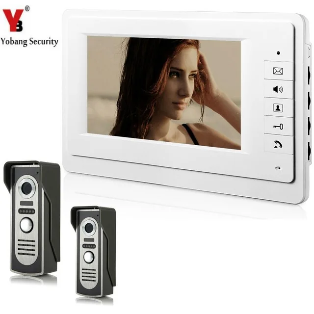 

YobangSecurity Video Speaker Intercom Video Door 7 Inch Monitor Doorbell Telephone Intercom Night Vision 2 Camera 1 Monitor