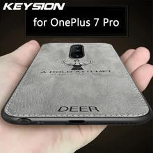 KEYSION Shockproof Phone Case For OnePlus 7 Pro Fabric Cloth Texture Soft TPU Silicone Back Cover for Oneplus 7 6 6T 1+7 Pro