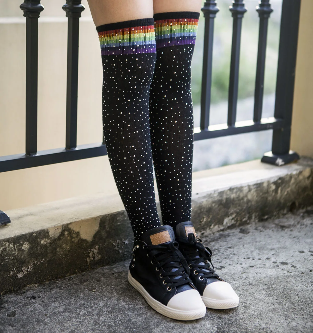 Ironing Cotton Stockings Hot Drilling Cotton Long Stockings Black And