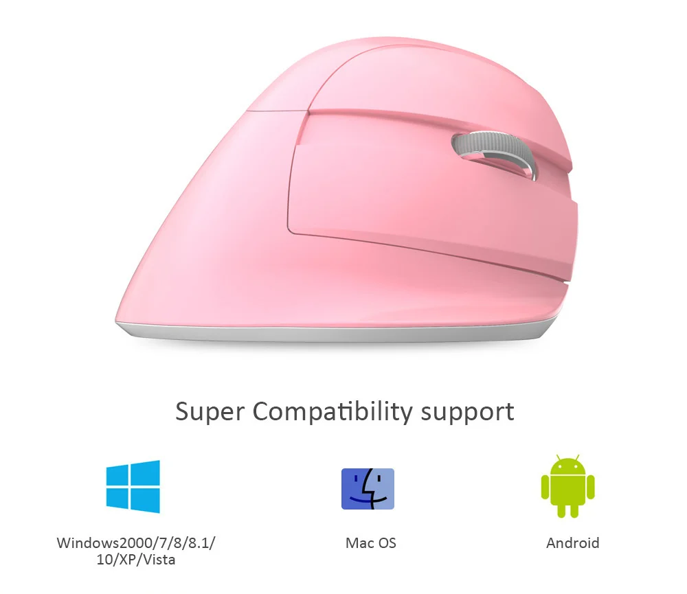 pink mouse gaming Delux M618 Mini BT+USB Wireless Mouse Silent Click RGB Ergonomic Rechargeable Vertical Computer Mice for Small hand Users pink mouse gaming