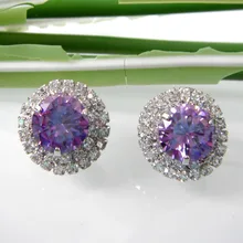 Navachi круглые 1,0 см синтез фиолетовый кубический циркон кристалл белый серьги SMT2823