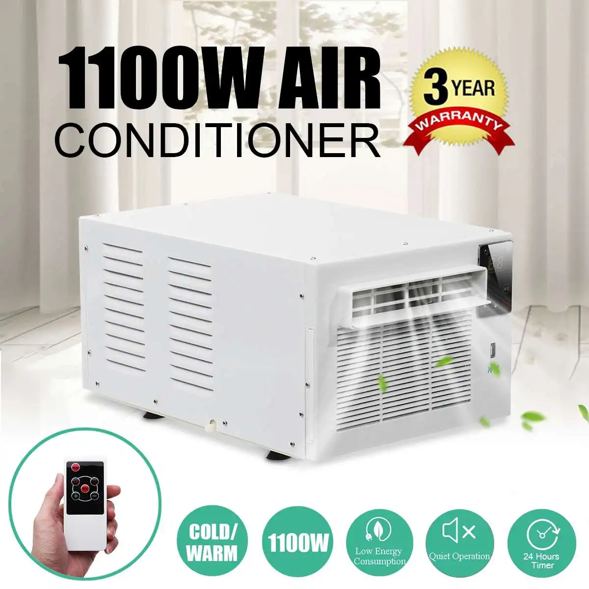 220 V/AC Настольный кондиционер 1100 Вт машина для изготовления холодного/тепла двойного назначения 24-х часовой таймер с пультом дистанционного управления светодиодный пульт управления+ 1X выхлопной шланг