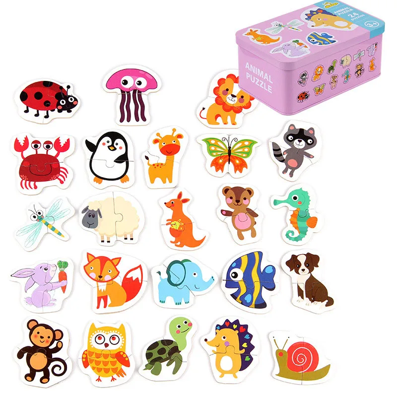 Montessori  Game Early Educational Montessori Toys Puzzle Card Cartoon Traffic Animal Fruit Pair Matching Game Toys for Children 17