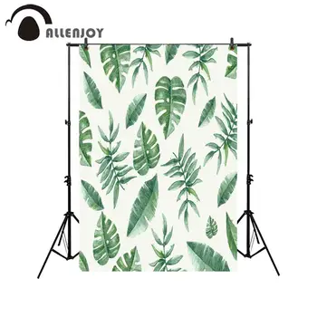 

Allenjoy photography background green Tropical white leaves Hand Painted repeat summer forest photophone wallpaper backdrop
