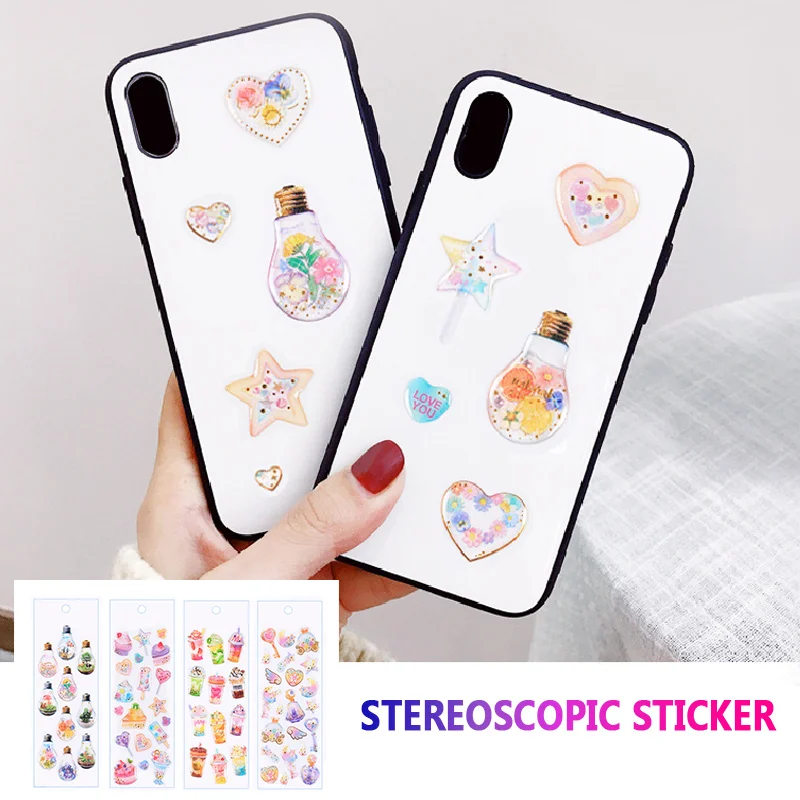 

Hot Stamping Stickers Three-Dimensional Crystal Plastic Computer Paper Sticker Decoration Cute Kid toy