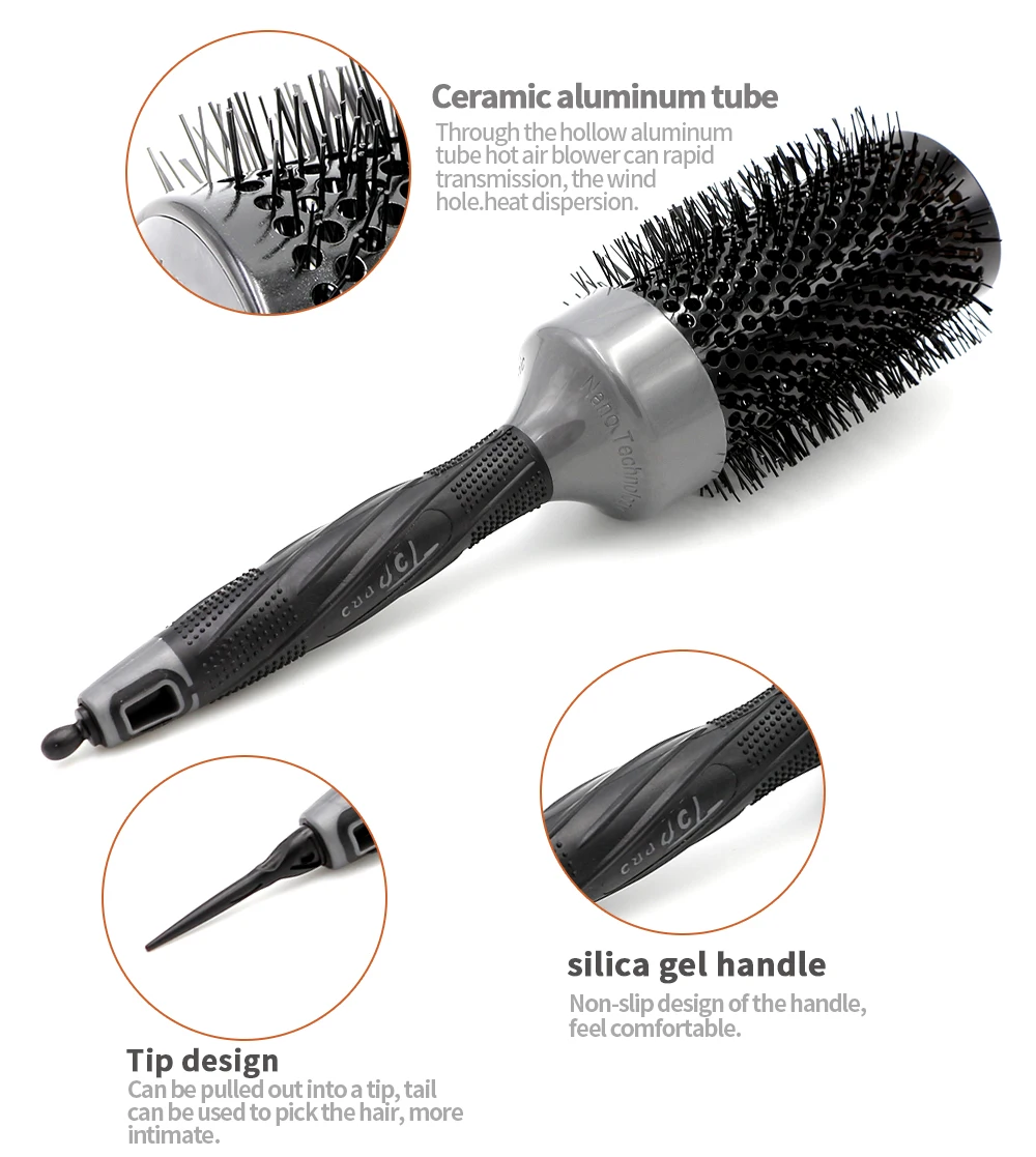 4 размера термостойкая нано технология круглая щетка для волос с наконечником иглы хвост моделирование бороды выпрямитель для волос керамическая Расческа